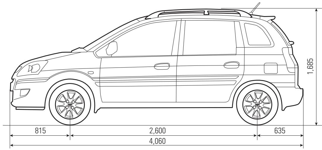 HYUNDAI MATRIX - - Dimensions Extérieures (mm) - 3