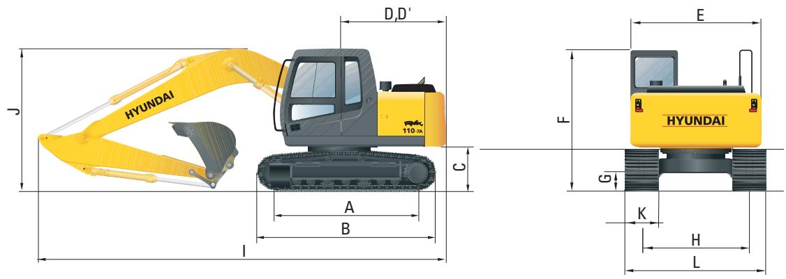 HYUNDAI R110-7A - Dimensions R110-7A - 1