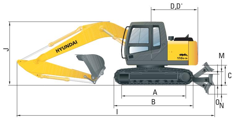 HYUNDAI R110-7A - Dimensions R110D-7A - 1