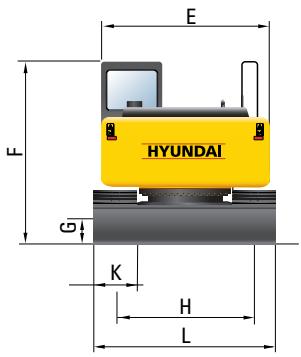HYUNDAI R160LC-7A - Dimensions R160LCD7-A, flèche en 2 parties - 2