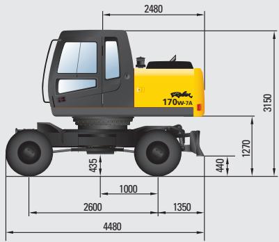 HYUNDAI R170W-7A - Dimensions et rayon d'action - 11