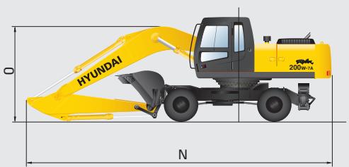 HYUNDAI R200W-7A - Dimensions - 2