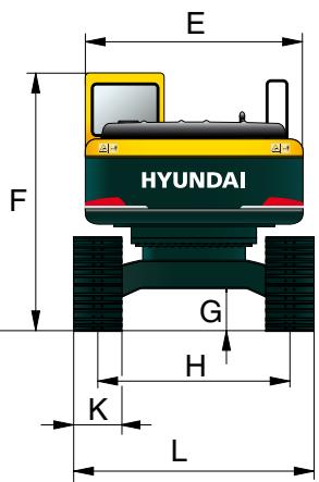 HYUNDAI R210LC-9 - Dimensions et rayon d'action - 2