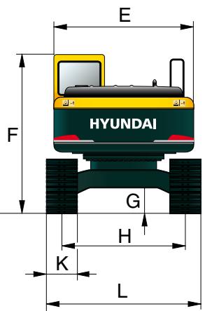 HYUNDAI R210LC-9 - Dimensions et rayon d'action - 2