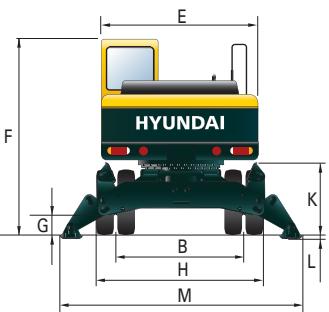 HYUNDAI R210W-9 - Dimensions et rayons d'action - 3