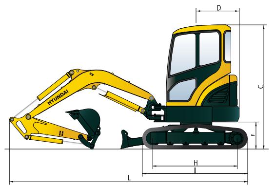 HYUNDAI R27Z-9 - Dimensions et rayon d'action - 1