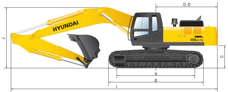 HYUNDAI R450LC-7A - Dimensions - 1