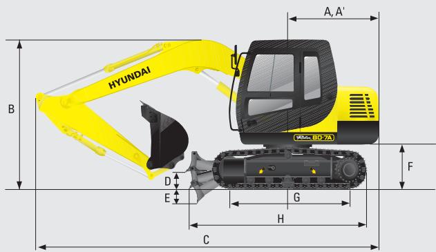 HYUNDAI R80-7A - Dimensions - 2