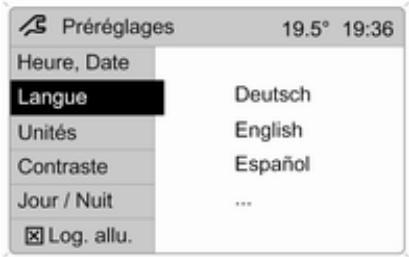 OPEL ZAFIRA II - Réglage de la langue - 1