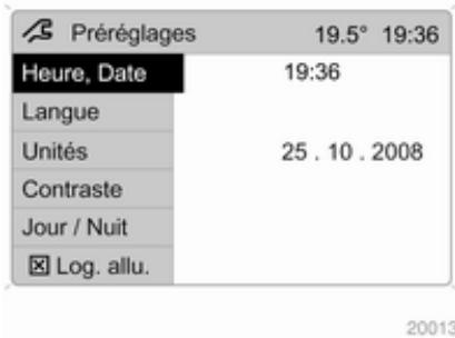 OPEL ZAFIRA II - Réglages du système - 1