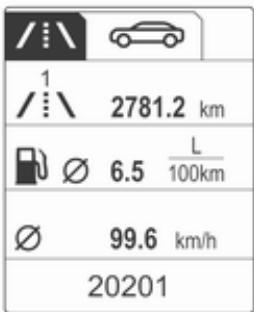 OPEL ADAM 2013 - Menu informations trajet/carburant sur l'affichage de niveau supérieur - 1