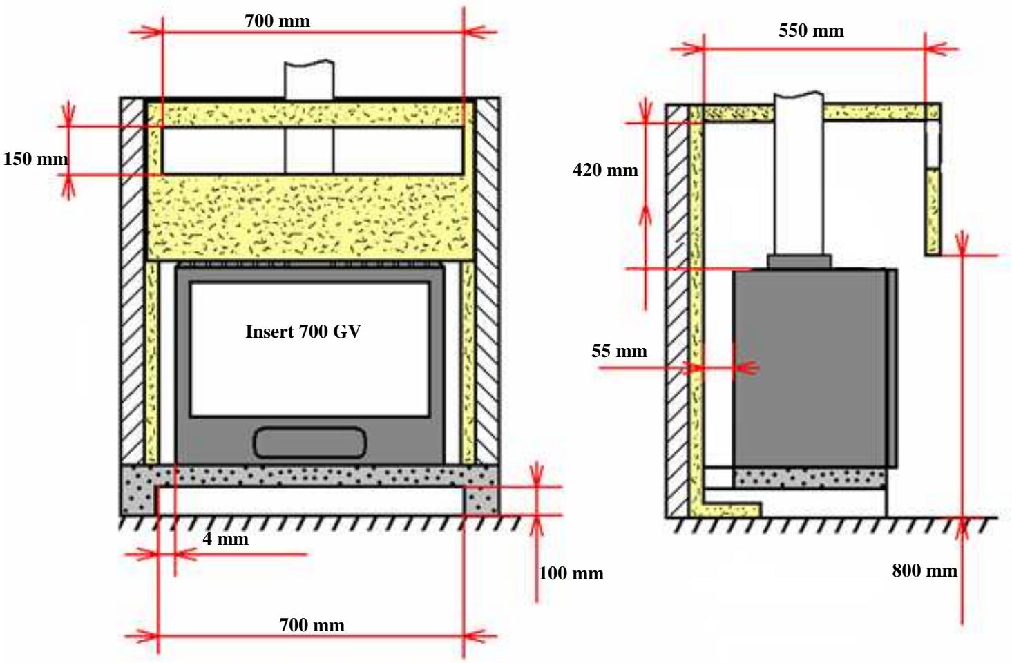 INVICTA INSERT 700 GV - INSTRUCTIONS POUR L'ENCASTREMENT DE L'APPAREIL. - 1