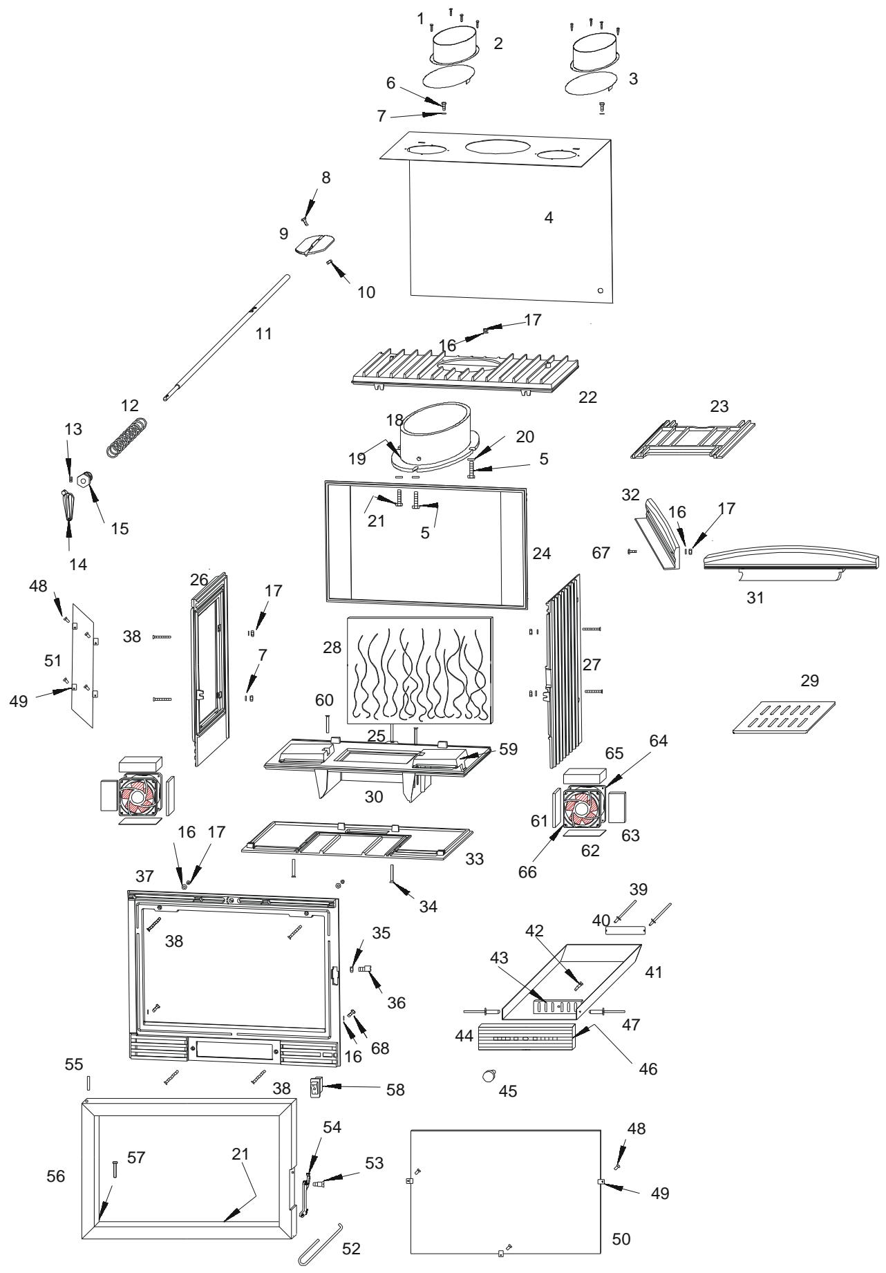 INVICTA INSERT 700 VITRE GAUCHE - Raccordement électrique de la soufflerie - 1