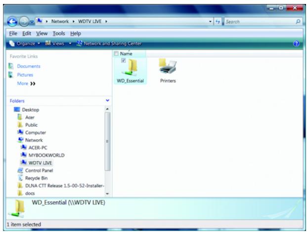 WESTERN DIGITAL WD TV LIVE HD MEDIA PLAYER - Déplacement de fichiers entre le media player et un ordinateur windows vista / windows 7 - 2