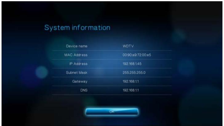 WESTERN DIGITAL WD TV LIVE HD MEDIA PLAYER - Informations système - 1