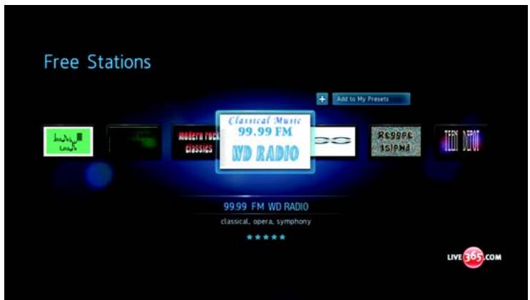 WESTERN DIGITAL WD TV LIVE HD MEDIA PLAYER - Ajout d'une station à votre liste de présélections - 2
