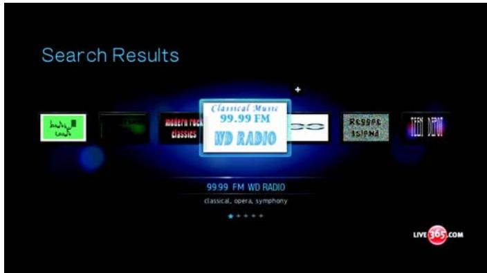WESTERN DIGITAL WD TV LIVE HD MEDIA PLAYER - Recherche d'une station LIVE365 - 3