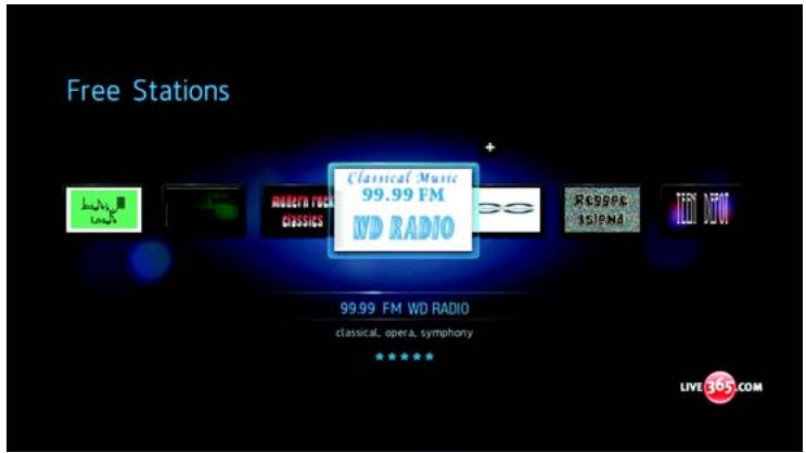 WESTERN DIGITAL WD TV LIVE HD MEDIA PLAYER - Écoute d'une station LIVE365 - 3