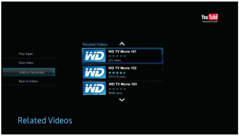 WESTERN DIGITAL WD TV LIVE HD MEDIA PLAYER - Étiquetage de videos comme favorites - 1