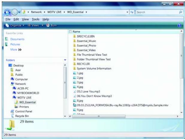 WESTERN DIGITAL TV LIVE PLUS - Déplacement de fichiers entre le lecteur multimédia et un ordinateur Windows Vista/Windows 7 - 3
