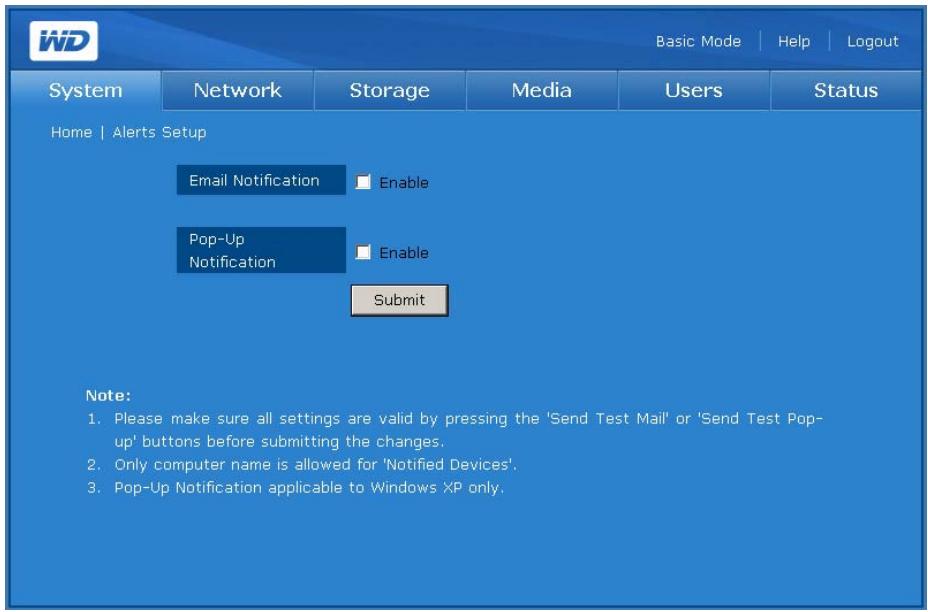 WESTERN DIGITAL MY BOOK WORLD EDITION - Alerts Setup (Configuration des alertes) - 4