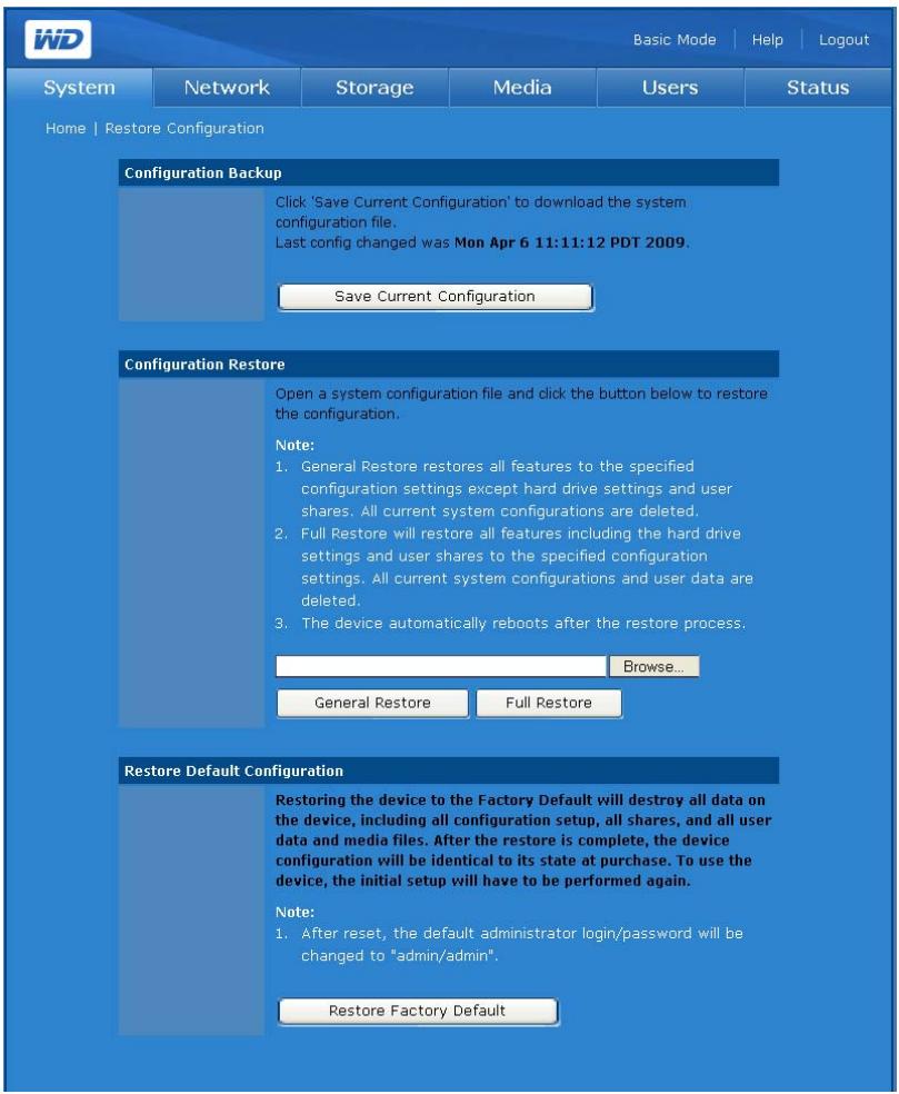 WESTERN DIGITAL MY BOOK WORLD EDITION - Restore Configuration (Restaurer la configuration) - 3