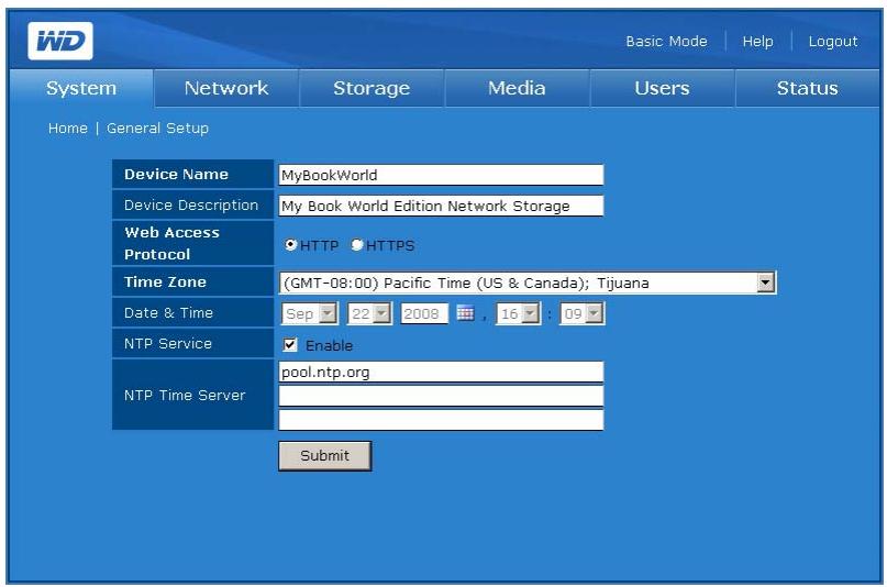 WESTERN DIGITAL MY BOOK WORLD EDITION - General Setup (Configuration générale) - 2