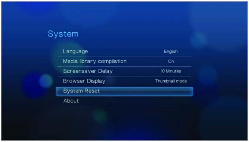 WESTERN DIGITAL WD TV HD MEDIA PLAYER - System Reset (Réinitialisation du système) - 1
