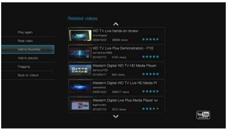WESTERN DIGITAL WD TV LIVE PLUS HD MEDIA PLAYER - Ajouter des videos aux favors - 1