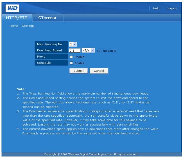 WESTERN DIGITAL WORLD EDITION II - Pour personnelier les réglages de Downloader : - 1