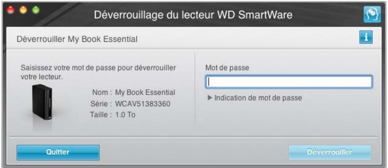 WESTERN DIGITAL MY BOOK ESSENTIAL - Déverrouillage du lecteur avec le logiciel WD SmartWare - 3