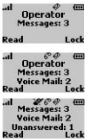 MITSUBISHI G310 - Indicateurs d'appels manqués, de messages vocaux et de nouveaux messages SMS - 1