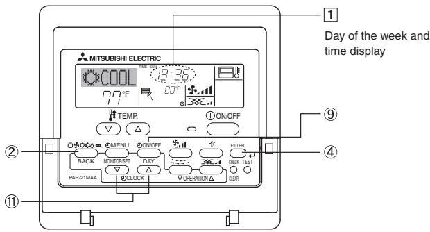 MITSUBISHI PLFY-P-NBMU-E - Setting the Day of the Week and Time - 1
