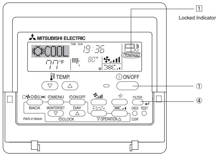 MITSUBISHI PLFY-P-NBMU-E - Locking the Remote Controller Buttons (Operation function limit controller) - 1