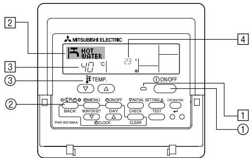 MITSUBISHI PWFY-P36NMU-E-AU - How to Start, Stop, Change the Mode, and Adjust the Water Temperature - 1