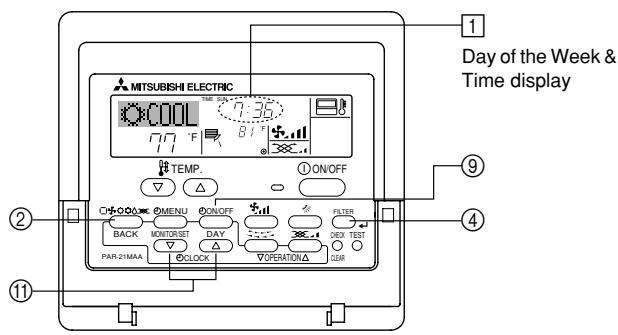 MITSUBISHI SEZ-KD09 - Setting the Day of the Week and Time - 1