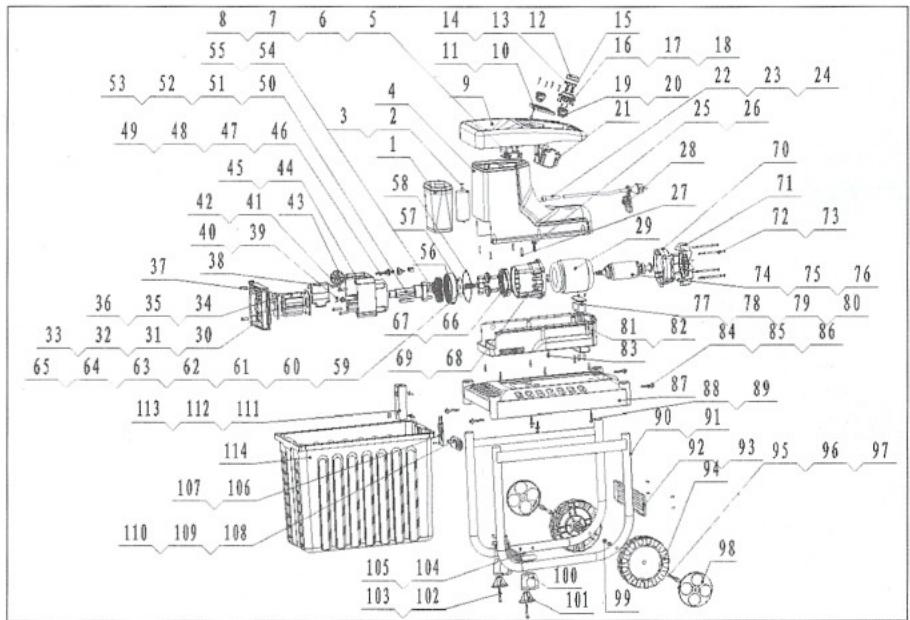 FLORABEST FLH 2500-6 - Vue éclatée • Opengewerkte tekening - 1