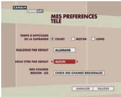 CANALSAT DECODEUR TNT+ DE TYPE 1 - Ce menu vous permet de spécifier vos préférences. - 1