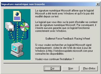 THRUSTMASTER FORCE FEEDBACK RACING WHEEL - INSTALLER LES PILOTES/LE LOGICIEL SOUS WINDOWS 2000 - 1