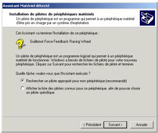 THRUSTMASTER FORCE FEEDBACK RACING WHEEL - INSTALLER LES PILOTES/LE LOGICIEL SOUS WINDOWS 98 - 2