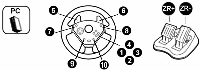 THRUSTMASTER UNIVERSAL CHALLENGE 5-IN-1 - VOREINGESTELLTE ZUORDNUNG (MAPPING) FÜR BUTTONS UND PEDALSET AUF PC - 1