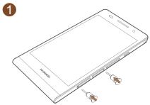 HUAWEI ASCEND P6 - Instalación de las tarjetas micro-SIM y micro-SD - 1