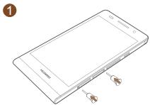 HUAWEI ASCEND P6 - Einsetzen der micro-SIM- und der microSDTM-Karte - 1