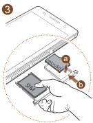 HUAWEI ASCEND P6 - Colocar os cartões micro-SIM e microSD - 4