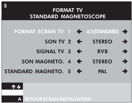 CANAL PLUS PHILIPS DIGITAL SATELLITE RECEIVER - ETAPE C : REGLAGE FORMAT TV/STANDARD MAGNETOSCOPE - 1