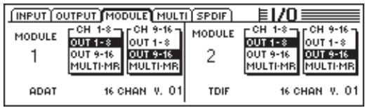 BEHRINGER DDX 3216 - Page MODULE du menu I/O - 1