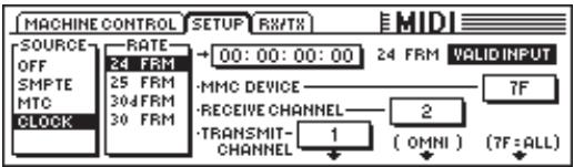 BEHRINGER DDX 3216 - Page SETUP du menu MIDI - 1