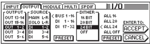 BEHRINGER DDX 3216 - Page OUTPUT du menu I/O - 1