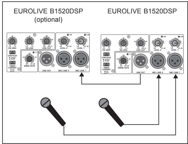 BEHRINGER B1520DSP - Câblage de micros : - 1
