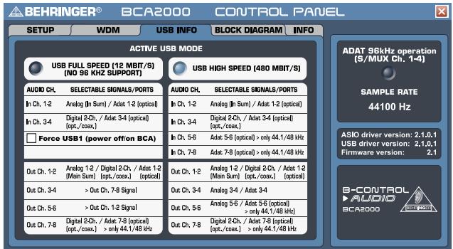 BEHRINGER BCA2000 - Fenetre SETUP : - 3